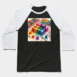 Psychedelic looking abstract illustration of art pallets Baseball T-Shirt